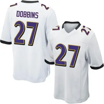 Nike J.K. Dobbins Men's Game Baltimore Ravens White Jersey