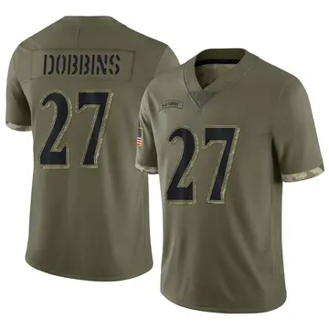 Nike J.K. Dobbins Men's Limited Baltimore Ravens Olive 2022 Salute To Service Jersey