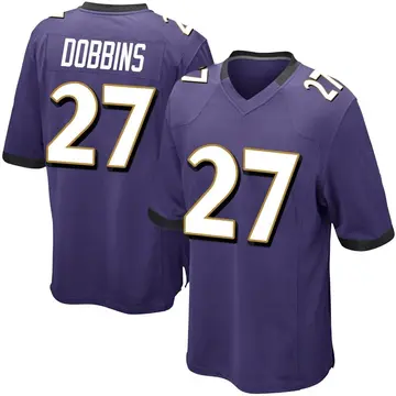 Nike J.K. Dobbins Youth Game Baltimore Ravens Purple Team Color Jersey