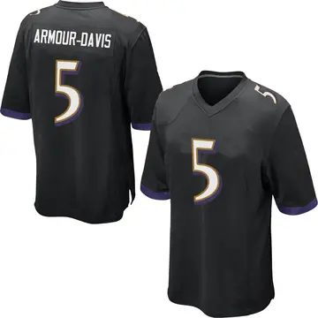 Nike Jalyn Armour-Davis Men's Game Baltimore Ravens Black Jersey