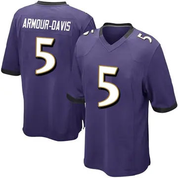 Nike Jalyn Armour-Davis Men's Game Baltimore Ravens Purple Team Color Jersey