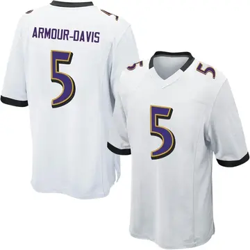 Nike Jalyn Armour-Davis Men's Game Baltimore Ravens White Jersey