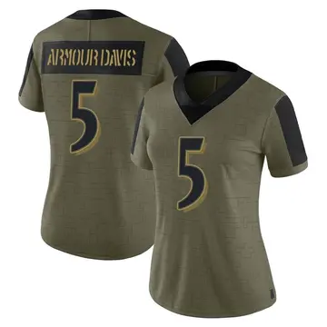 Nike Jalyn Armour-Davis Women's Limited Baltimore Ravens Olive 2021 Salute To Service Jersey