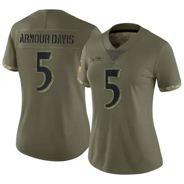 Nike Jalyn Armour-Davis Women's Limited Baltimore Ravens Olive 2022 Salute To Service Jersey