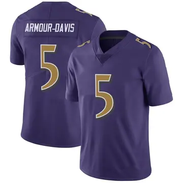 Nike Jalyn Armour-Davis Youth Limited Baltimore Ravens Purple Color Rush Vapor Untouchable Jersey