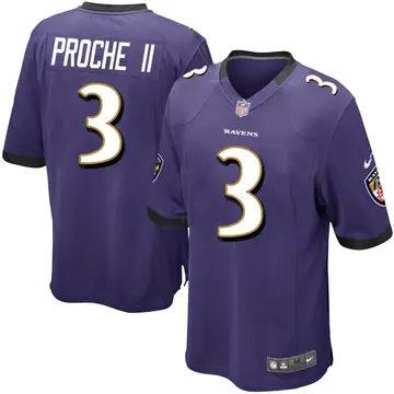 Nike James Proche II Men's Game Baltimore Ravens Purple Team Color Jersey