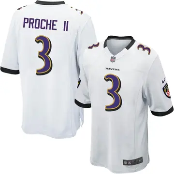 Nike James Proche II Men's Game Baltimore Ravens White Jersey