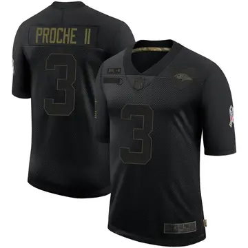 Nike James Proche II Men's Limited Baltimore Ravens Black 2020 Salute To Service Jersey