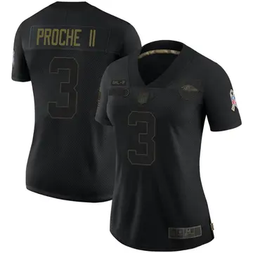 Nike James Proche II Women's Limited Baltimore Ravens Black 2020 Salute To Service Jersey