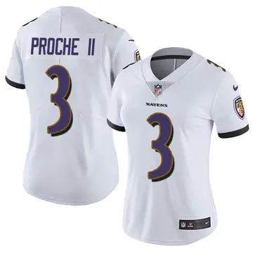 Nike James Proche II Women's Limited Baltimore Ravens White Vapor Untouchable Jersey