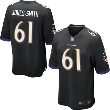 Nike Jaryd Jones-Smith Men's Game Baltimore Ravens Black Jersey