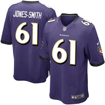 Nike Jaryd Jones-Smith Men's Game Baltimore Ravens Purple Team Color Jersey