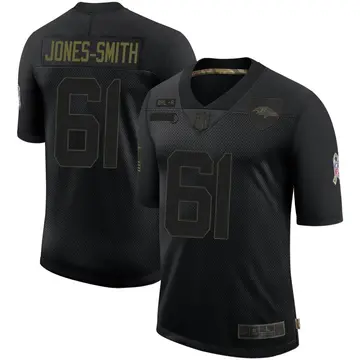 Nike Jaryd Jones-Smith Men's Limited Baltimore Ravens Black 2020 Salute To Service Jersey
