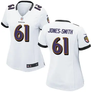 Nike Jaryd Jones-Smith Women's Game Baltimore Ravens White Jersey