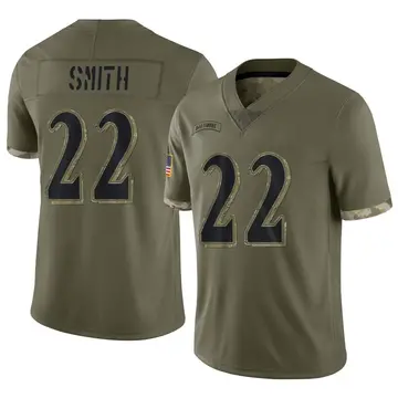 Nike Jimmy Smith Men's Limited Baltimore Ravens Olive 2022 Salute To Service Jersey