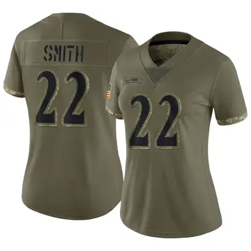 Nike Jimmy Smith Women's Limited Baltimore Ravens Olive 2022 Salute To Service Jersey