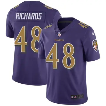 Nike Jordan Richards Men's Limited Baltimore Ravens Purple Color Rush Vapor Untouchable Jersey