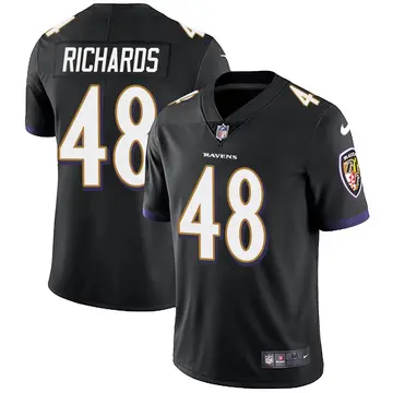 Nike Jordan Richards Youth Limited Baltimore Ravens Black Alternate Vapor Untouchable Jersey