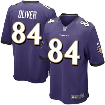 Nike Josh Oliver Men's Game Baltimore Ravens Purple Team Color Jersey