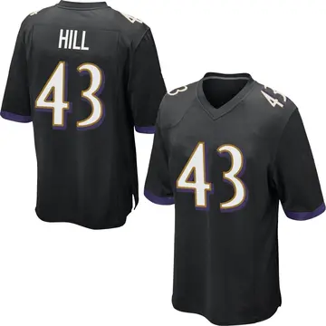 Nike Justice Hill Men's Game Baltimore Ravens Black Jersey