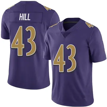 Nike Justice Hill Men's Limited Baltimore Ravens Purple Team Color Vapor Untouchable Jersey