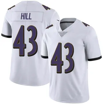 Nike Justice Hill Men's Limited Baltimore Ravens White Vapor Untouchable Jersey