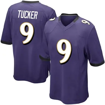 Nike Justin Tucker Men's Game Baltimore Ravens Purple Team Color Jersey