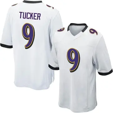 Nike Justin Tucker Men's Game Baltimore Ravens White Jersey