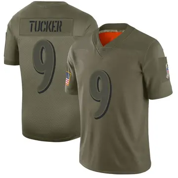 Nike Justin Tucker Men's Limited Baltimore Ravens Camo 2019 Salute to Service Jersey