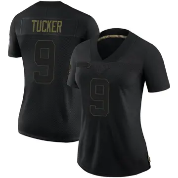 Nike Justin Tucker Women's Limited Baltimore Ravens Black 2020 Salute To Service Jersey