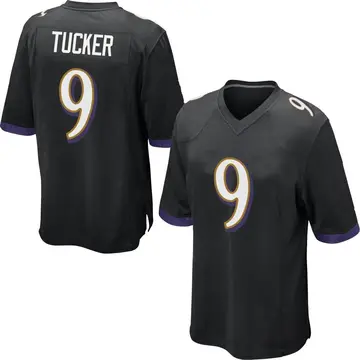 Nike Justin Tucker Youth Game Baltimore Ravens Black Jersey