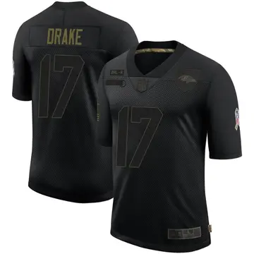 Nike Kenyan Drake Men's Limited Baltimore Ravens Black 2020 Salute To Service Jersey