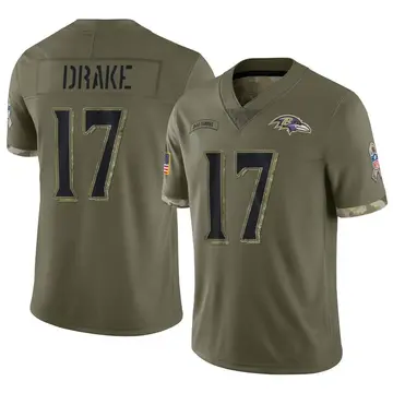 Nike Kenyan Drake Men's Limited Baltimore Ravens Olive 2022 Salute To Service Jersey