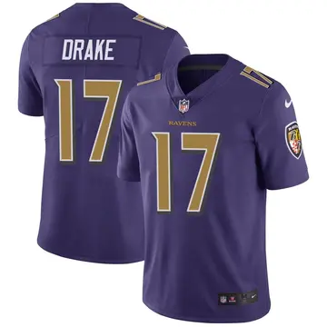 Nike Kenyan Drake Men's Limited Baltimore Ravens Purple Color Rush Vapor Untouchable Jersey