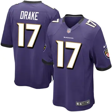 Nike Kenyan Drake Youth Game Baltimore Ravens Purple Team Color Jersey