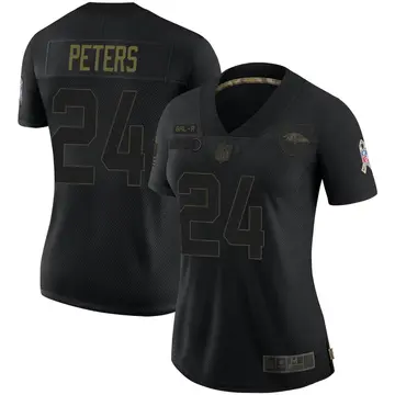 Nike Marcus Peters Women's Limited Baltimore Ravens Black 2020 Salute To Service Jersey