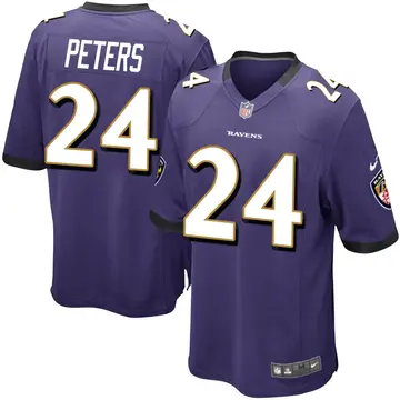 Nike Marcus Peters Youth Game Baltimore Ravens Purple Team Color Jersey