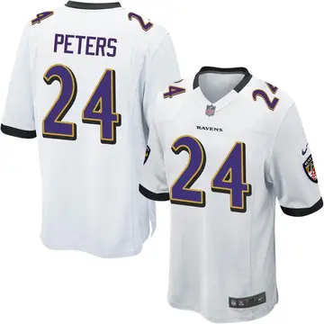 Nike Marcus Peters Youth Game Baltimore Ravens White Jersey