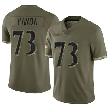Nike Marshal Yanda Men's Limited Baltimore Ravens Olive 2022 Salute To Service Jersey