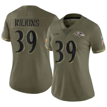 Nike Mazzi Wilkins Women's Limited Baltimore Ravens Olive 2022 Salute To Service Jersey