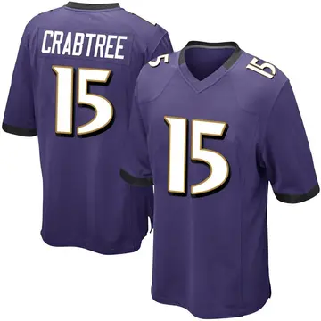 Nike Michael Crabtree Men's Game Baltimore Ravens Purple Team Color Jersey