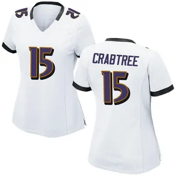 Nike Michael Crabtree Women's Game Baltimore Ravens White Jersey