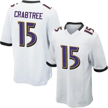 Nike Michael Crabtree Youth Game Baltimore Ravens White Jersey