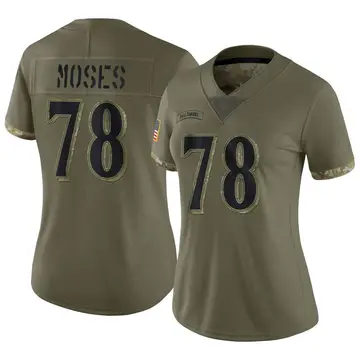 Nike Morgan Moses Women's Limited Baltimore Ravens Olive 2022 Salute To Service Jersey