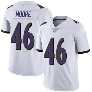 Nike Nick Moore Men's Limited Baltimore Ravens White Vapor Untouchable Jersey