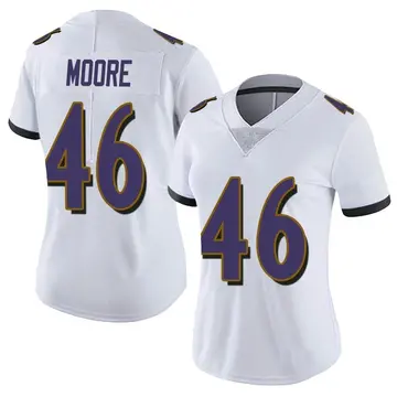 Nike Nick Moore Women's Limited Baltimore Ravens White Vapor Untouchable Jersey