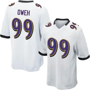Nike Odafe Oweh Youth Game Baltimore Ravens White Jersey