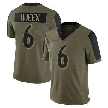 Nike Patrick Queen Men's Limited Baltimore Ravens Olive 2021 Salute To Service Jersey