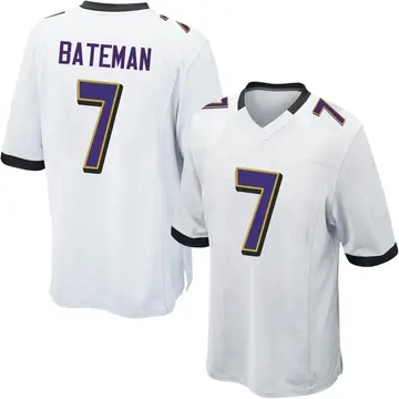 Nike Rashod Bateman Youth Game Baltimore Ravens White Jersey