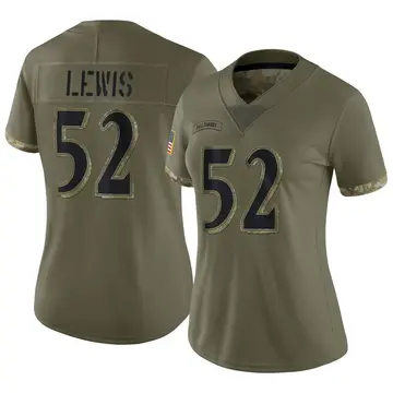 Nike Ray Lewis Women's Limited Baltimore Ravens Olive 2022 Salute To Service Jersey